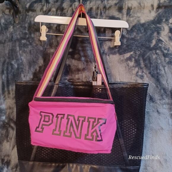 Victoria Secret Mesh Tote w PINK Lunch Bag - Picture 4 of 7